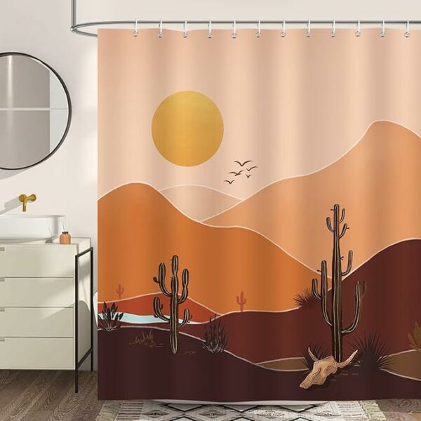 Southwest Earth Tones Cactus Landscape Bathroom Shower Curtain - 71" x 71"