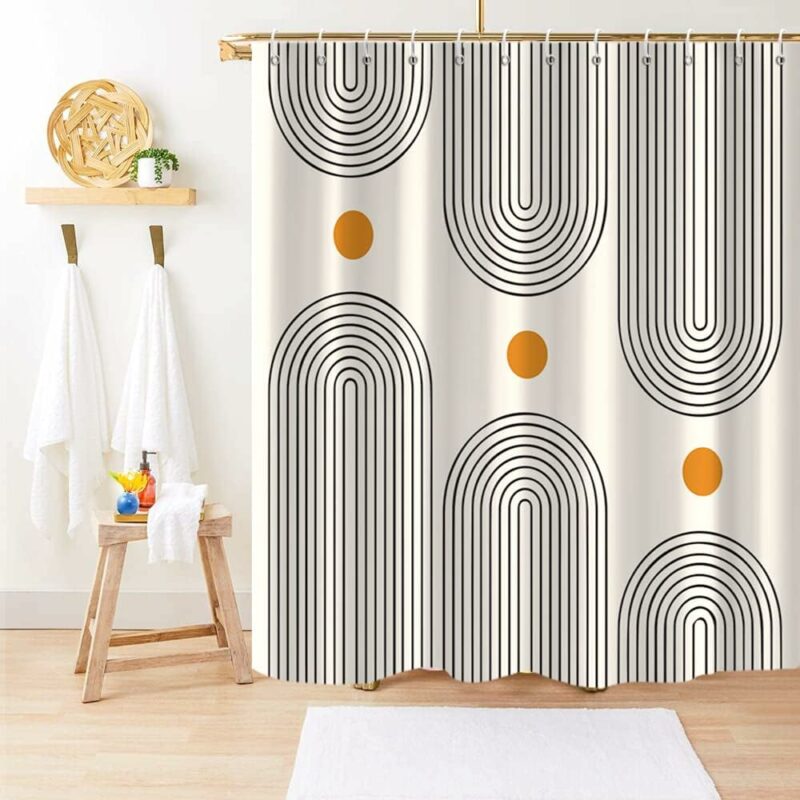 3 Dot Reverb Lines Boho Sheik Bathroom Shower Curtain 71" x 71" – 4-Styles - Image 4