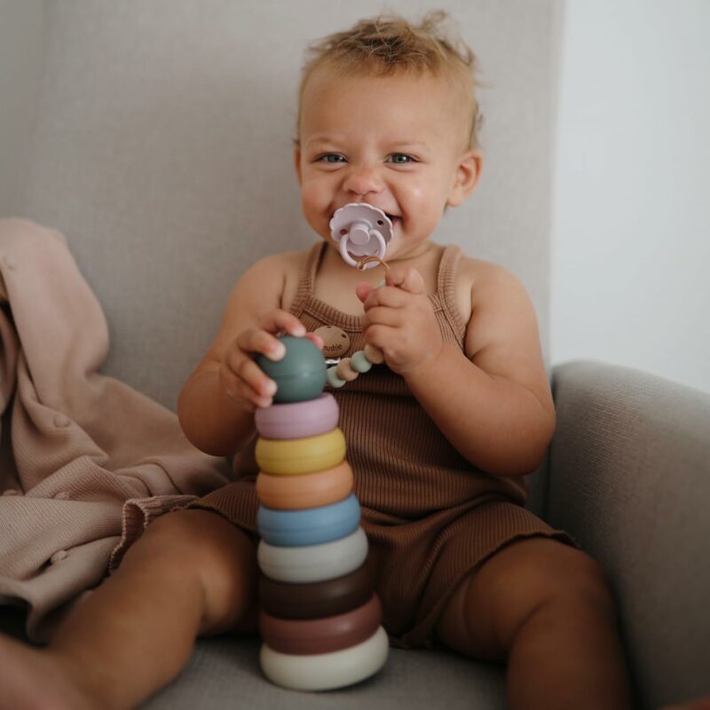 Rustic Rubber Child’s Stacking Rings – Montessori Toy for Toddlers - Image 4