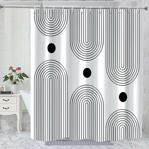 3 Dot Reverb Lines Boho Sheik Bathroom Shower Curtain 71" x 71" – 4-Styles