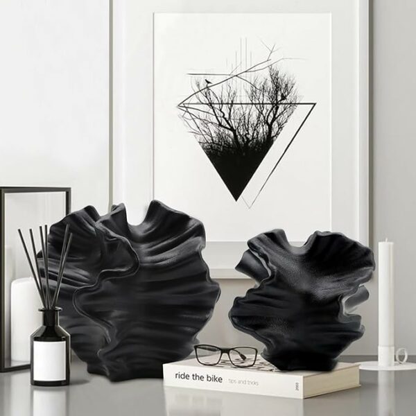 Flowing Petals Abstract Flower Vases – Set of 2 in White or Black