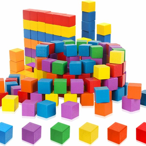 Colored Wood Building Cubes 1" | 200 Pieces
