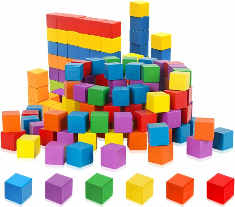 Colored Wood Building Cubes 1" | 200 Pieces