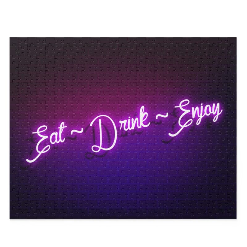 Eat Drink Enjoy Purple Neon Puzzle for Kids and Adults | 30-500 Pieces - Image 4