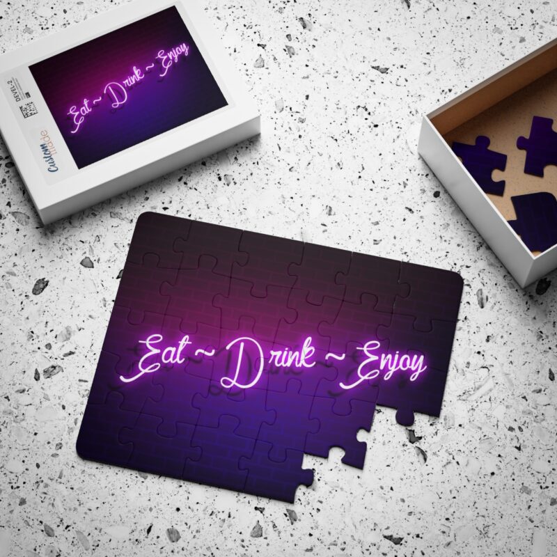 Eat Drink Enjoy Purple Neon Puzzle for Kids and Adults | 30-500 Pieces - Image 3