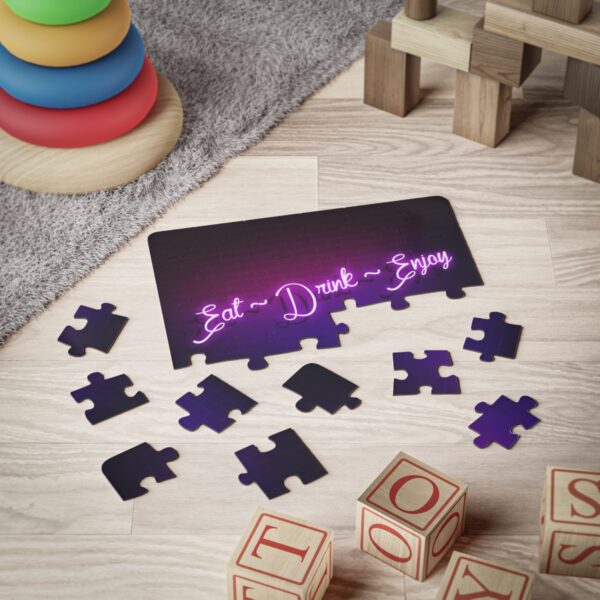 Eat Drink Enjoy Purple Neon Puzzle for Kids and Adults | 30-500 Pieces