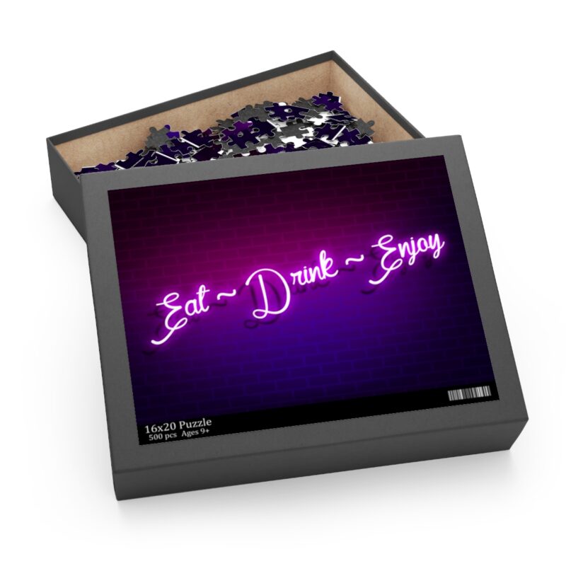 Eat Drink Enjoy Purple Neon Puzzle for Kids and Adults | 30-500 Pieces - Image 5