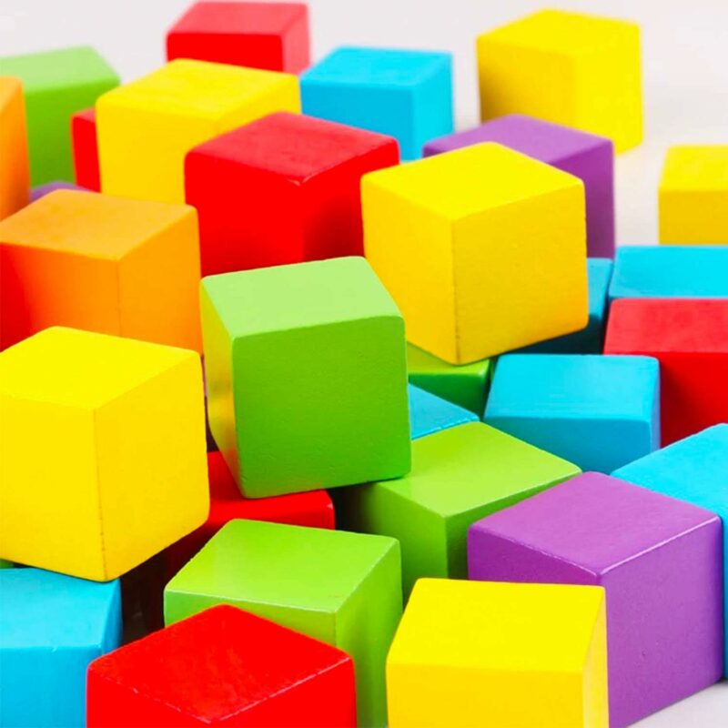 Colored Wood Building Cubes 1" | 200 Pieces - Image 4