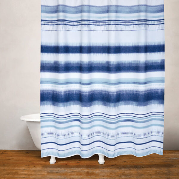 Blue Waves Simple Pattern Bathroom Shower Curtain 71" x 71"