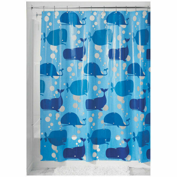 Blue Whales Simple Kids Pattern Bathroom Shower Curtain 71" x 71"