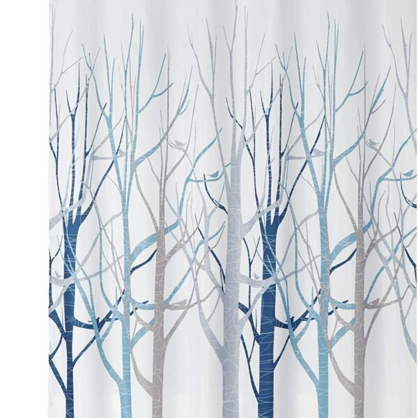 Blue Gray Simple Trees Kids Nature Inspired Bathroom Shower Curtain 71" x 71" - 4 Styles