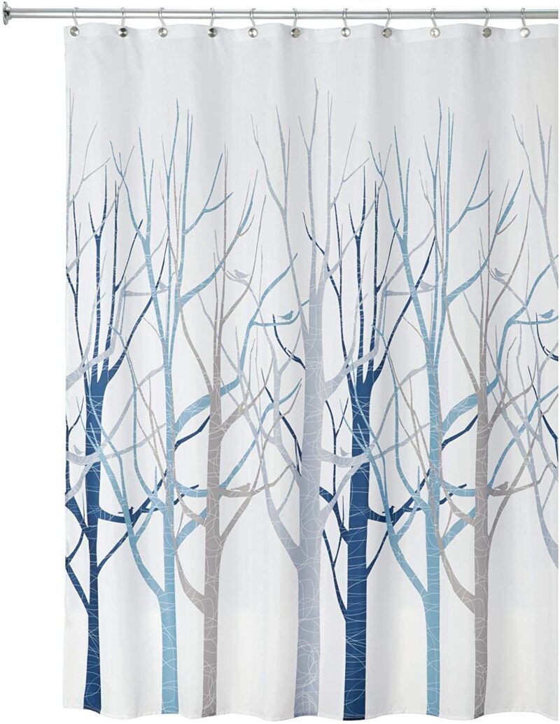 Blue Gray Simple Trees Kids Nature Inspired Bathroom Shower Curtain 71" x 71" - 4 Styles