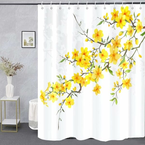 Calming Boho Yellow Hibiscus Flower Shower Curtain 71" x 71"