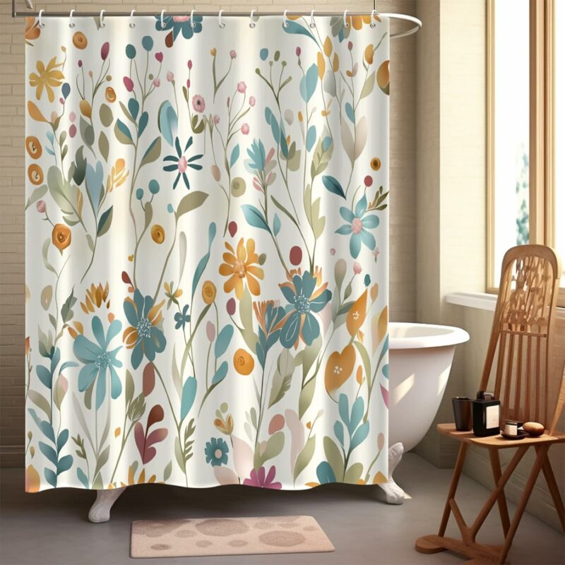 Calming Floral Design Bathroom Shower Curtain 71" x 71" - 3 Flower Styles - Image 5