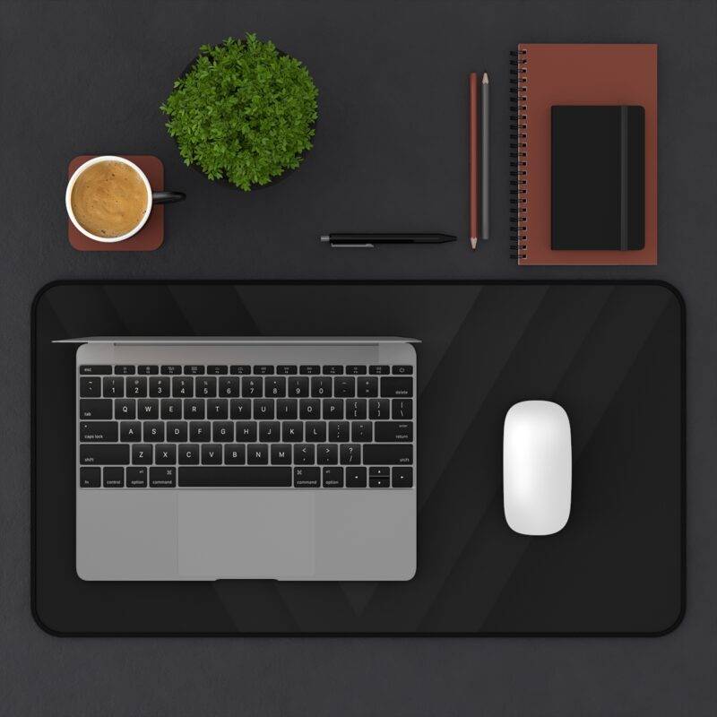 Simple Pyramids Desk Mat, Black Monochrome XL Mousepad - Image 2