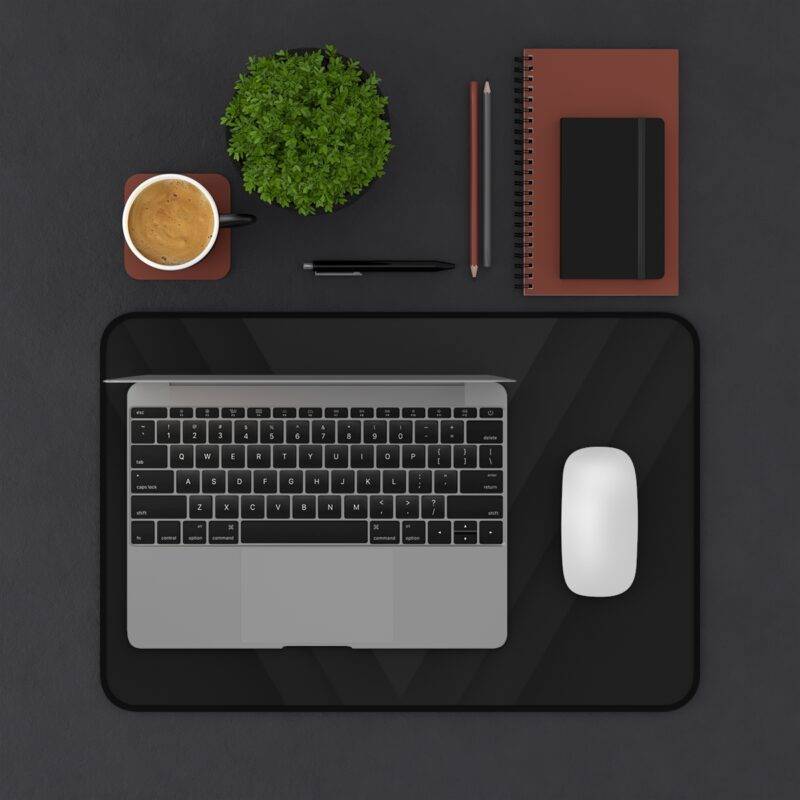 Simple Pyramids Desk Mat, Black Monochrome XL Mousepad - Image 5