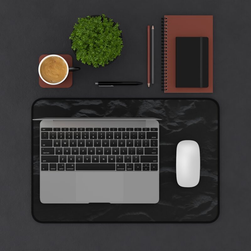 Rolling Hills Desk Mat, Black Monochrome XL Mousepad - Image 3