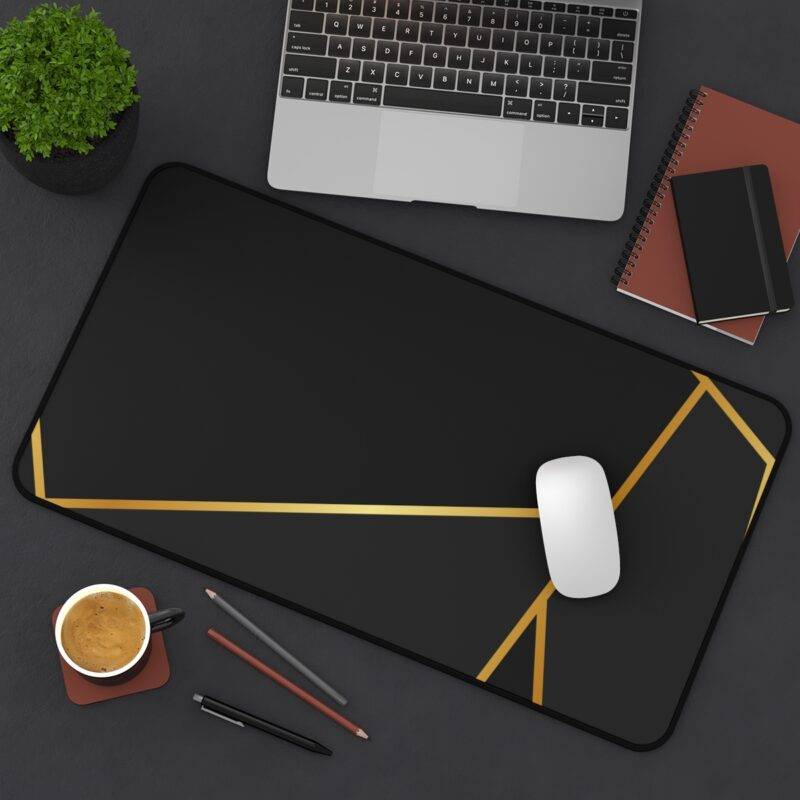 Cut Gold Desk Mat, Black Gold Minimalist XL Mousepad