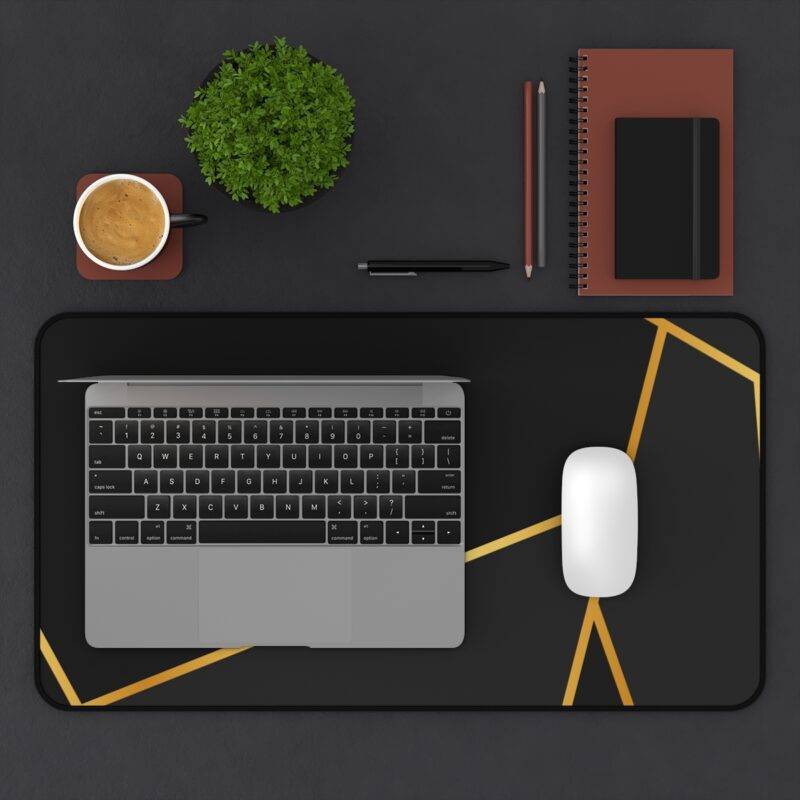 Cut Gold Desk Mat, Black Gold Minimalist XL Mousepad - Image 2