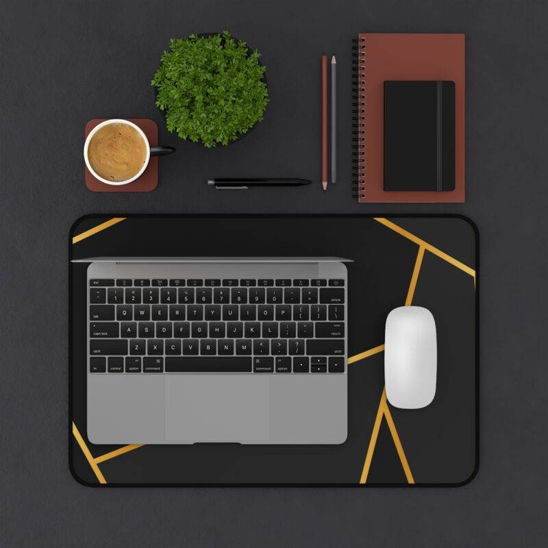 Cut Gold Desk Mat, Black Gold Minimalist XL Mousepad - Image 4