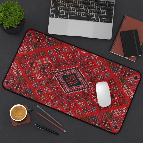 Moroccan Rug Desk Mat, Persian Carpet XL Mousepad - Red Middle Eastern Rug Style