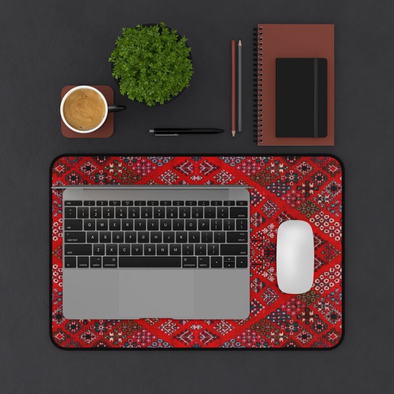 Moroccan Rug Desk Mat, Persian Carpet XL Mousepad - Red Middle Eastern Rug Style - Image 3