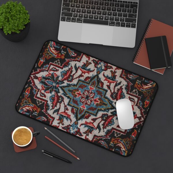 Persian Rug Desk Mat, Moroccan Capet Your Own XL Mousepad - White Middle Eastern Design