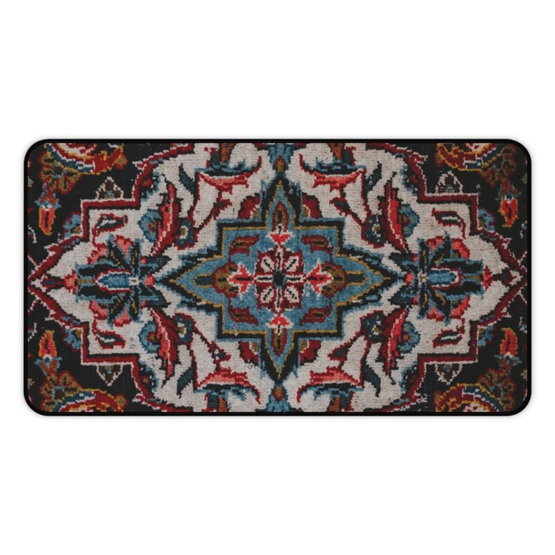 Persian Rug Desk Mat, Moroccan Capet Your Own XL Mousepad - White Middle Eastern Design - Image 5