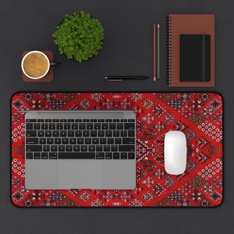 Moroccan Rug Desk Mat, Persian Carpet XL Mousepad - Red Middle Eastern Rug Style - Image 5