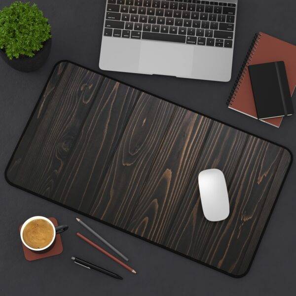 Dark Stained Wood Desk Mat, Brown and Black XL Mousepad - Minimalist Design