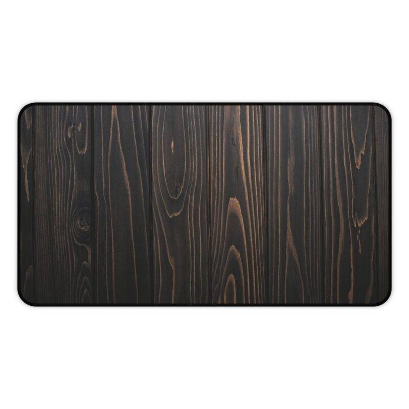 Dark Stained Wood Desk Mat, Brown and Black XL Mousepad - Minimalist Design - Image 3