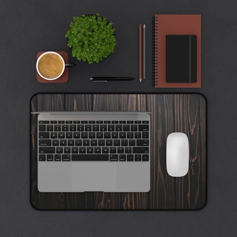 Dark Stained Wood Desk Mat, Brown and Black XL Mousepad - Minimalist Design - Image 4