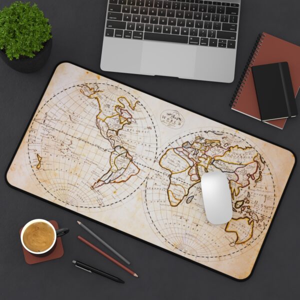 Antique Map Desk Mat, World XL Mousepad - Educational Design