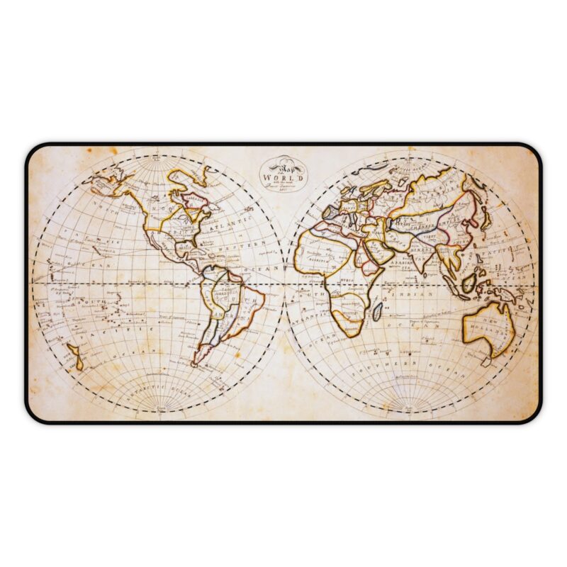 Antique Map Desk Mat, World XL Mousepad - Educational Design - Image 3