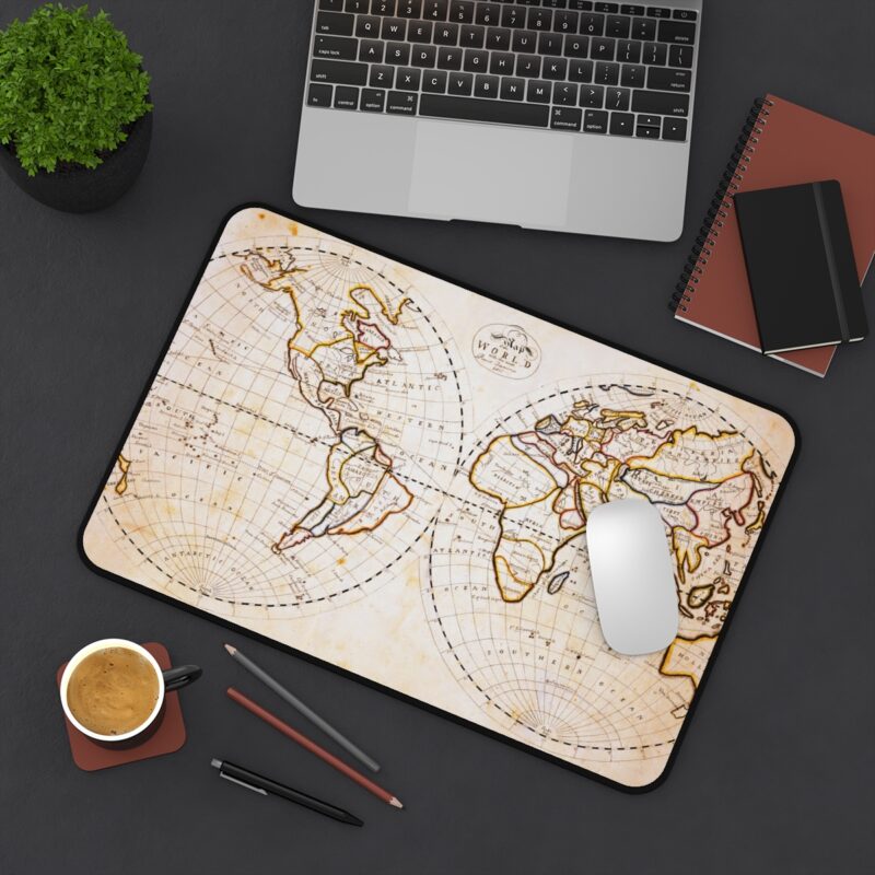 Antique Map Desk Mat, World XL Mousepad - Educational Design - Image 4
