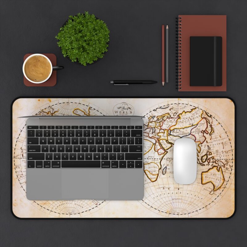 Antique Map Desk Mat, World XL Mousepad - Educational Design - Image 2