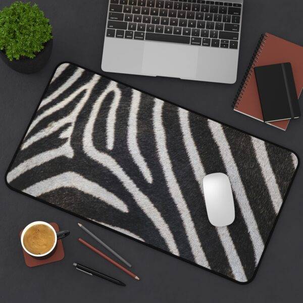 True Zebra Print Desk Mat, Black and White XL Mousepad - Minimalist Design