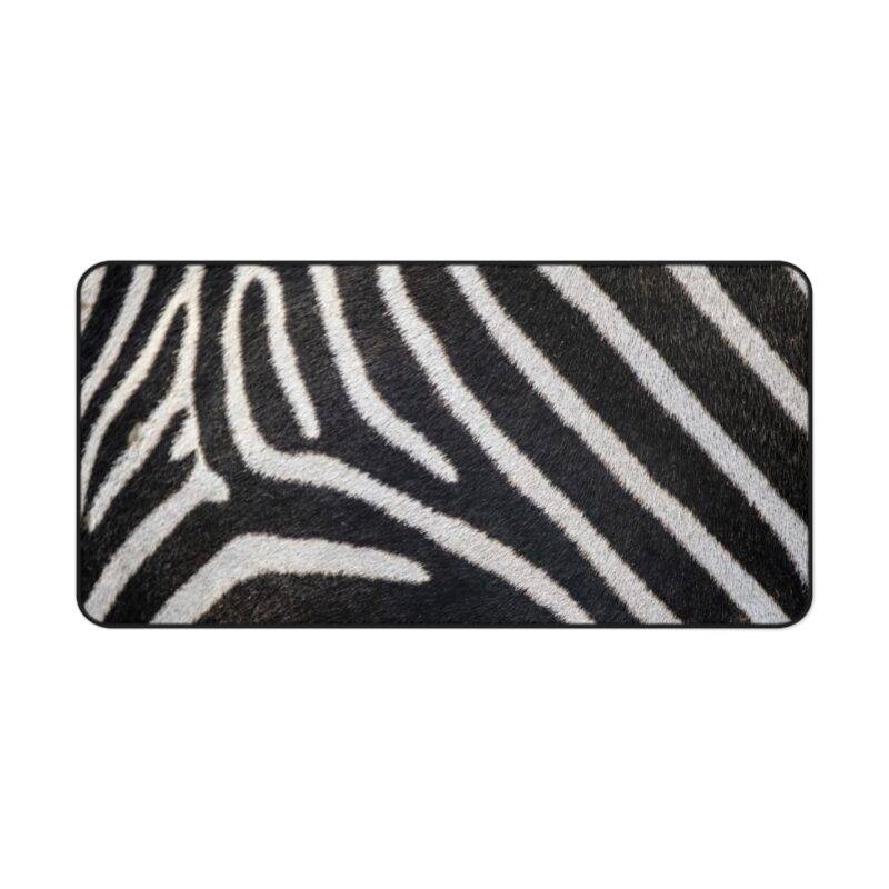 True Zebra Print Desk Mat, Black and White XL Mousepad - Minimalist Design - Image 3