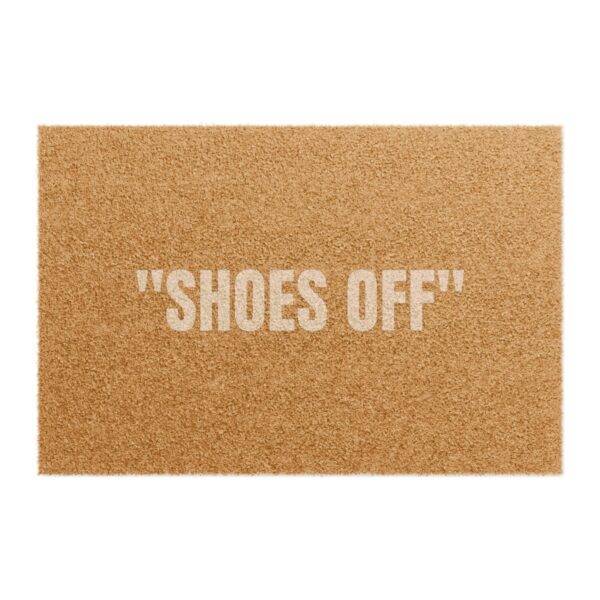 "Shoes Off" Off White - 24" x 16" Premium Coconut Coir Door Mat