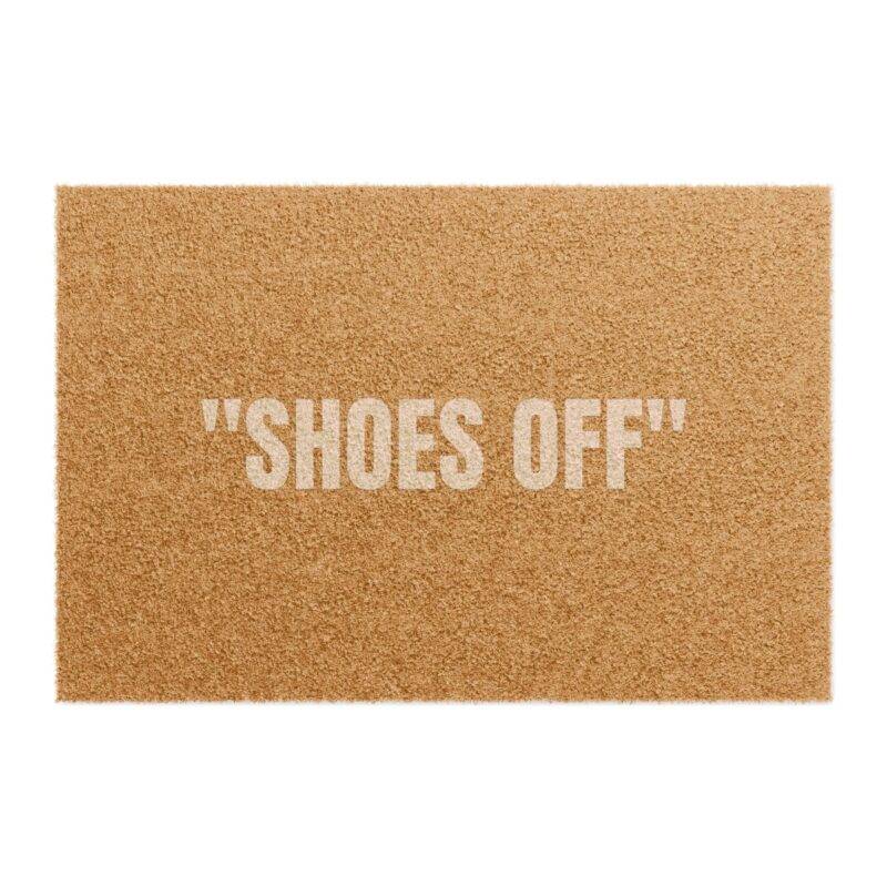 "Shoes Off" Off White - 24" x 16" Premium Coconut Coir Door Mat