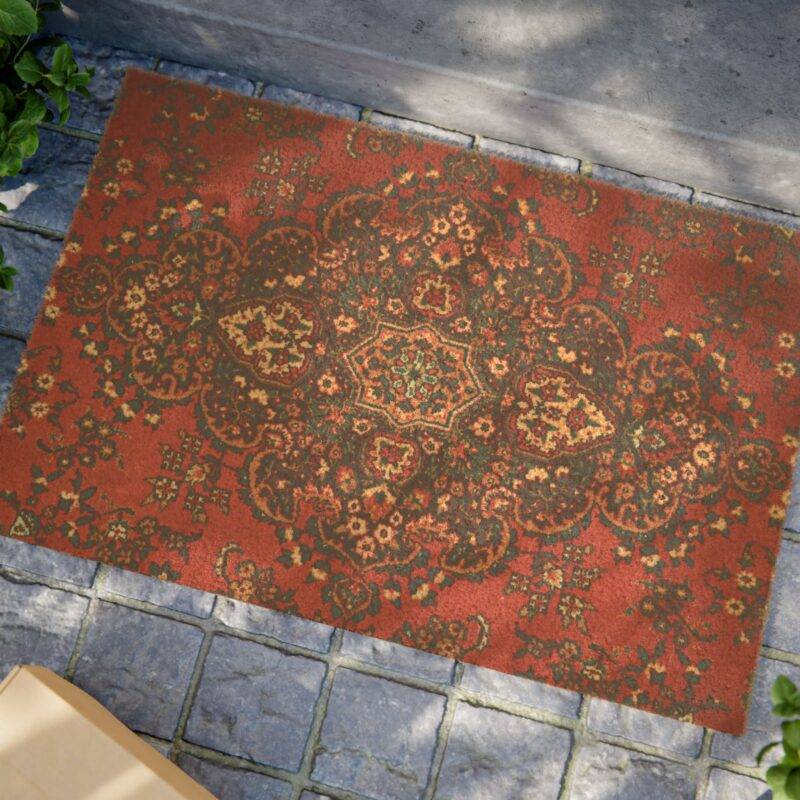 Red Persian Rug Carpet - 24" x 16" Premium Coconut Coir Door Mat - Image 2