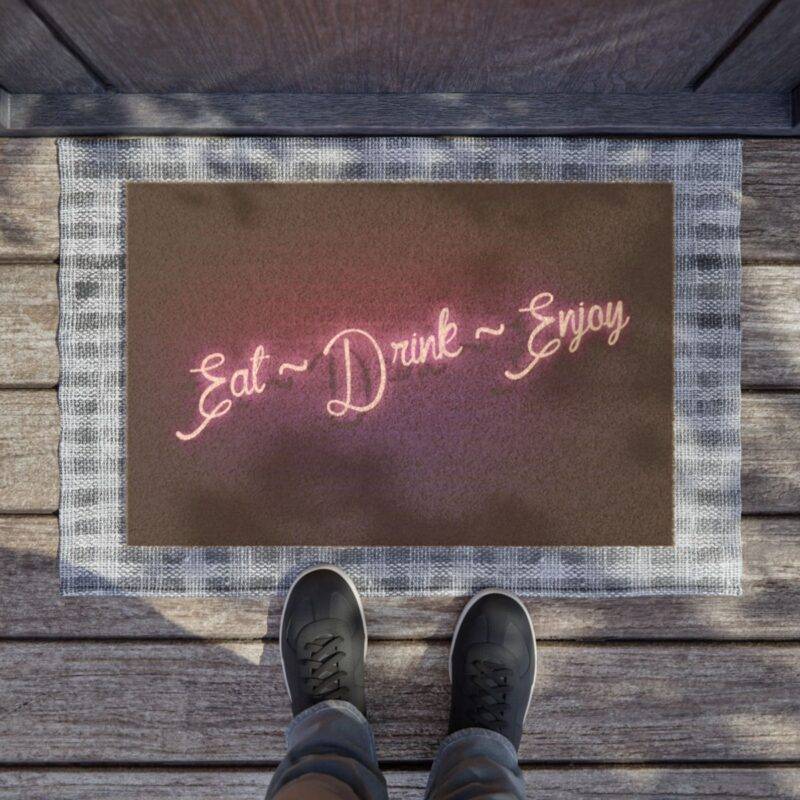 Eat Drink and Enjoy Purple - 24" x 16" Premium Coconut Coir Door Mat - Image 3