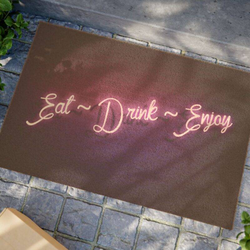 Eat Drink and Enjoy Purple - 24" x 16" Premium Coconut Coir Door Mat - Image 2