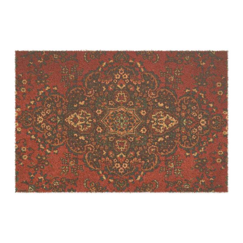 Red Persian Rug Carpet - 24" x 16" Premium Coconut Coir Door Mat