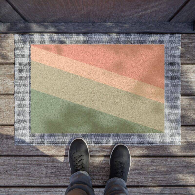 Minimalist Pastel Stripes - 24" x 16" Premium Coconut Coir Door Mat - Image 3