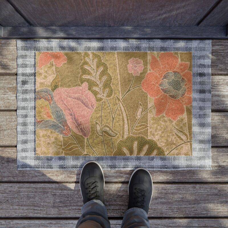Hawaiin Floral Pinpoint Pattern- 24" x 16" Premium Coconut Coir Door Mat - Image 4