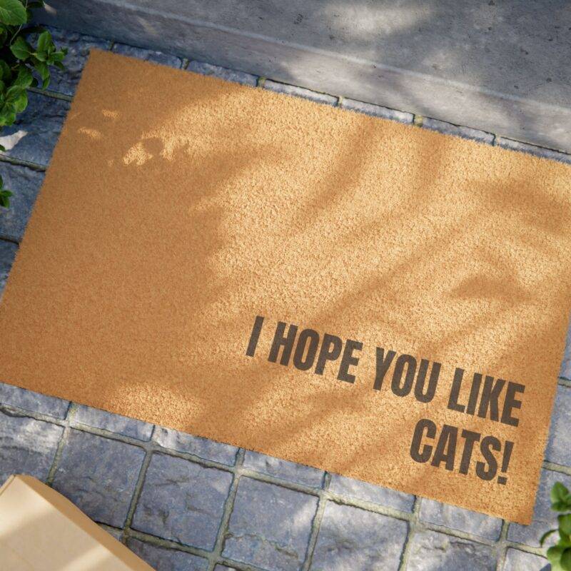 I Hope You Like Cats - 24" x 16" Premium Coconut Coir Door Mat - Image 2