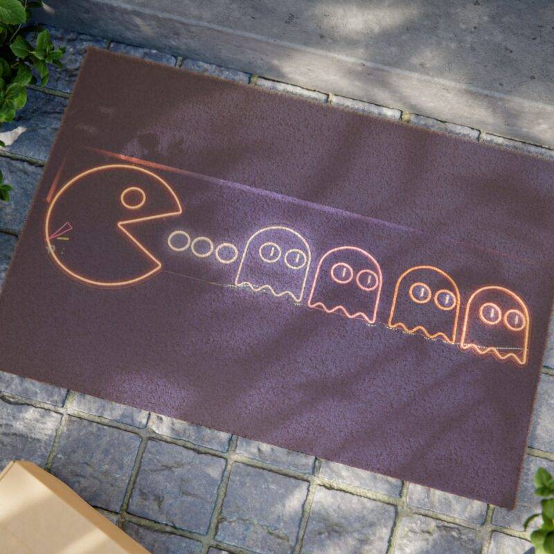 Arcade Pac Man Neon Style - 24" x 16" Premium Coconut Coir Door Mat - Image 2
