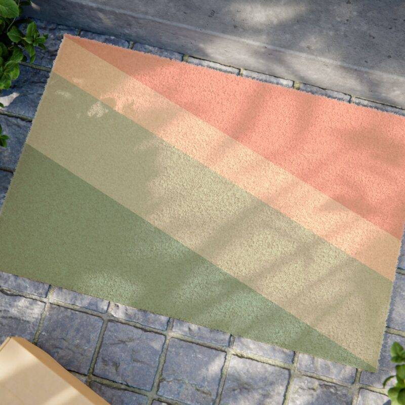 Minimalist Pastel Stripes - 24" x 16" Premium Coconut Coir Door Mat - Image 2