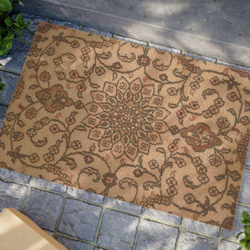White Persian Carpet Rug Design - 24" x 16" Premium Coconut Coir Door Mat - Image 2